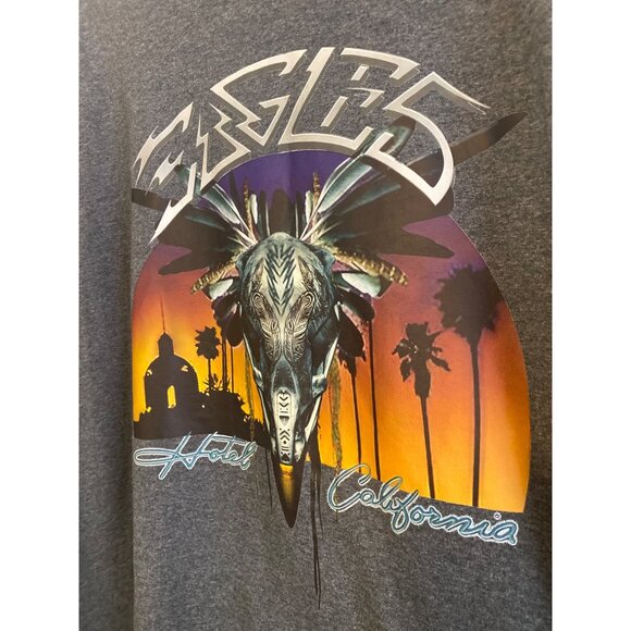 Gildan Heavy Cotton Eagles Hotel California Tee Gray Short Sleeve Unisex 2XL - Picture 2 of 5